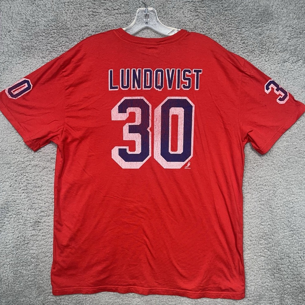Reebok International NY Rangers Henry Lundqvist T Shirt XL Red #30 Jersey Tee